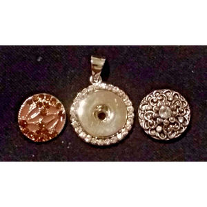 2 Snaps (Antique Silver/Smokey Quartz), Crystal Silver Snap Pendant, 26 in Chain